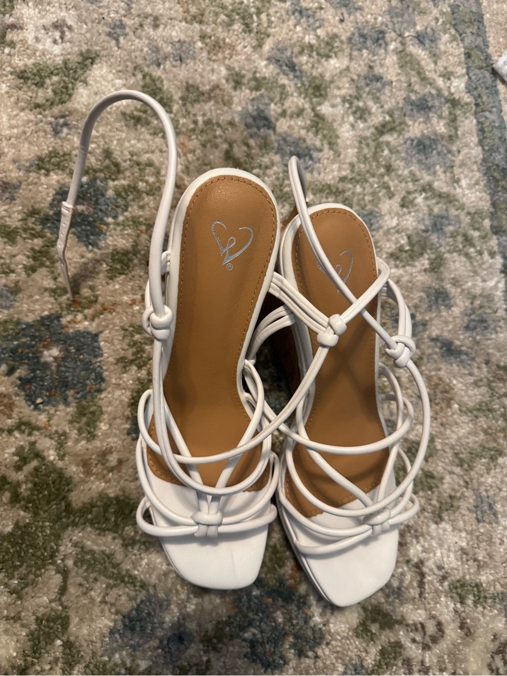 Windsor White Strappy Knot Wedge Sandals
